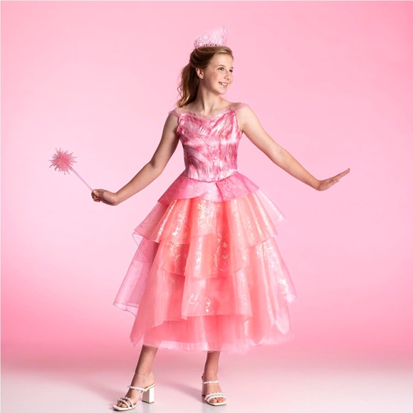 WICKED NEW Glinda the good witch deluxe official girls costume -pink - Picture 5 of 9